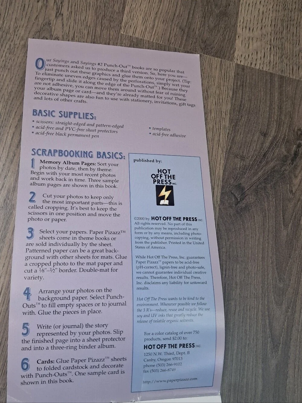 Sayings #3 Hot Off The Press Paper Pizazz Punch Outs Scrapbooking Craft